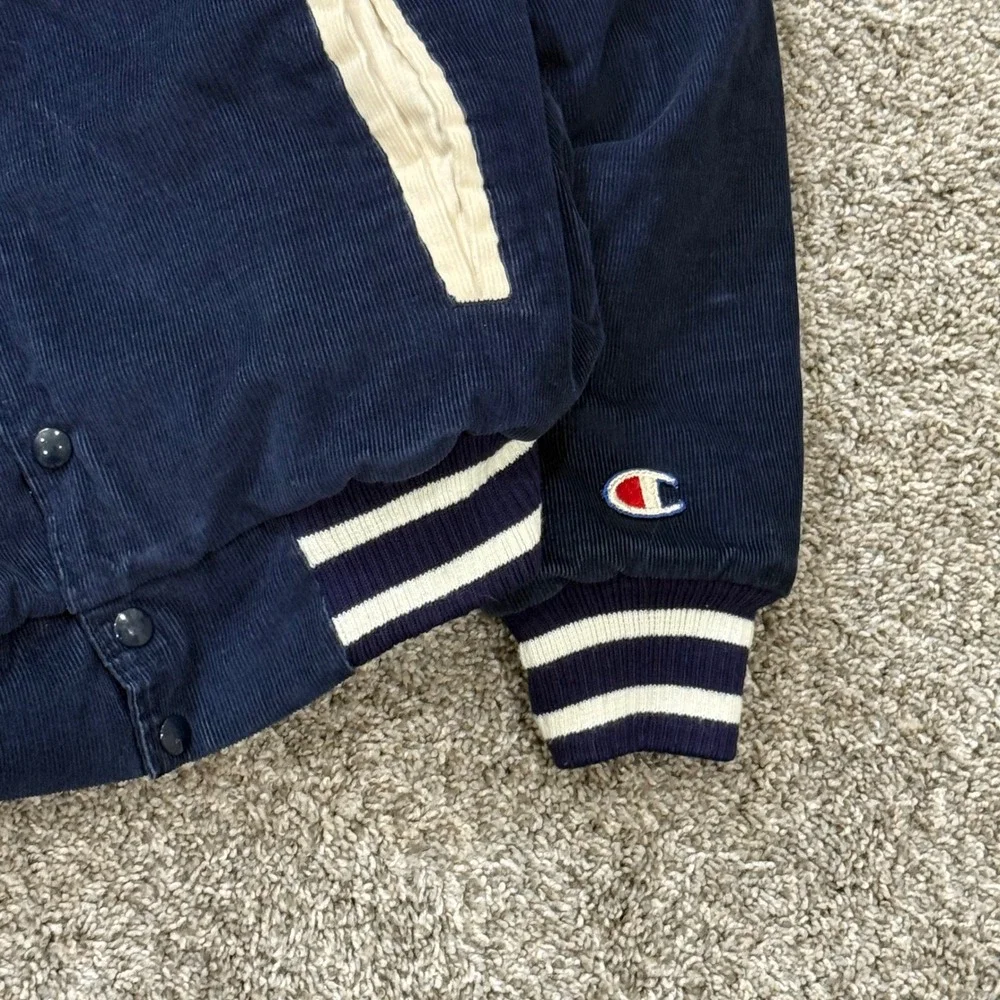 Vintage 80s Champion‎ Notre Dame Corduroy Bomber Jacket Mens M Navy USA Made